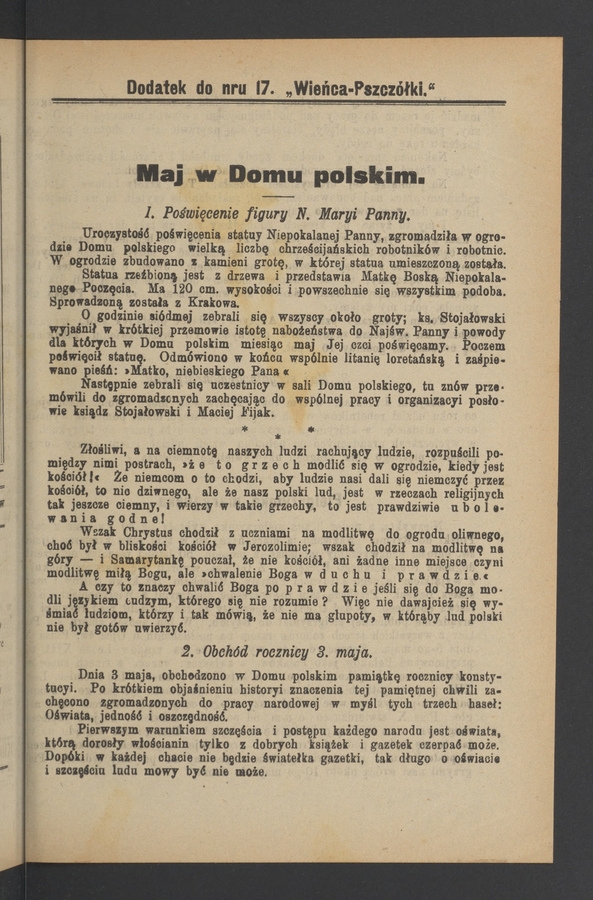 Dodatek do&nbsp;numeru&nbsp;17 &bdquo;Wieńca-Pszcz&oacute;łki&rdquo;. Rok&nbsp;30, 1904