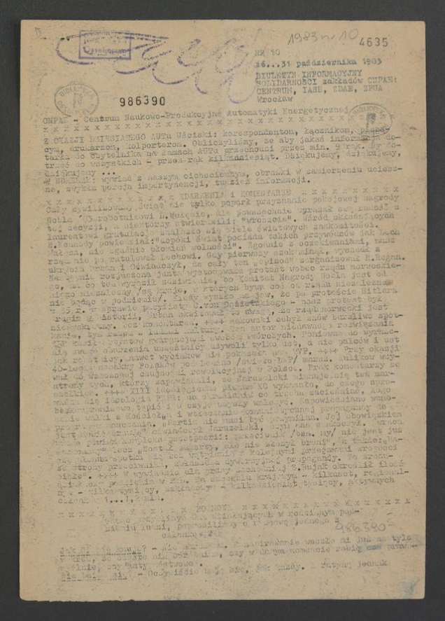 Aut&nbsp;: biuletyn informacyjny Solidarności Zakład&oacute;w CNPAE: Centrum, IASE, ZDAE, ZPUA. 1983, numer&nbsp;10