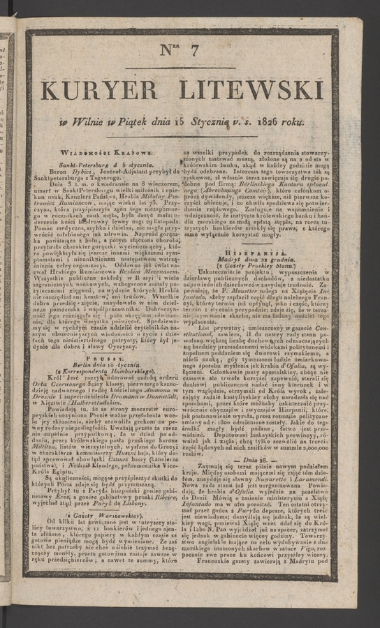 Kuryer Litewski. 1826, numer&nbsp;7