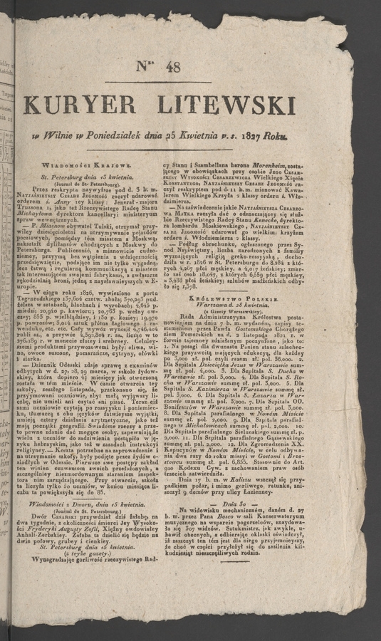 Kuryer Litewski. 1827, numer 48