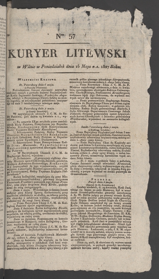 Kuryer Litewski. 1827, numer 57
