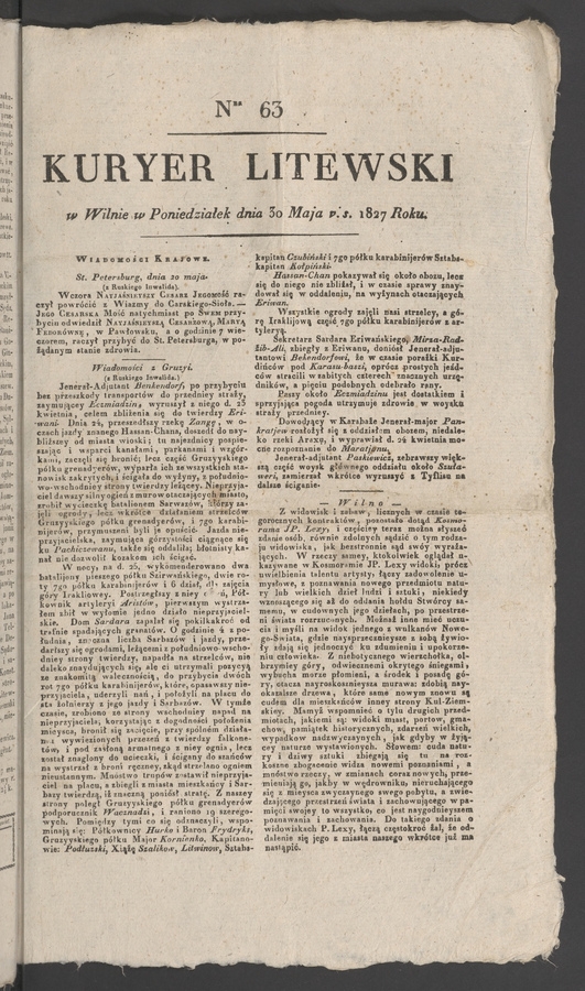 Kuryer Litewski. 1827, numer 63