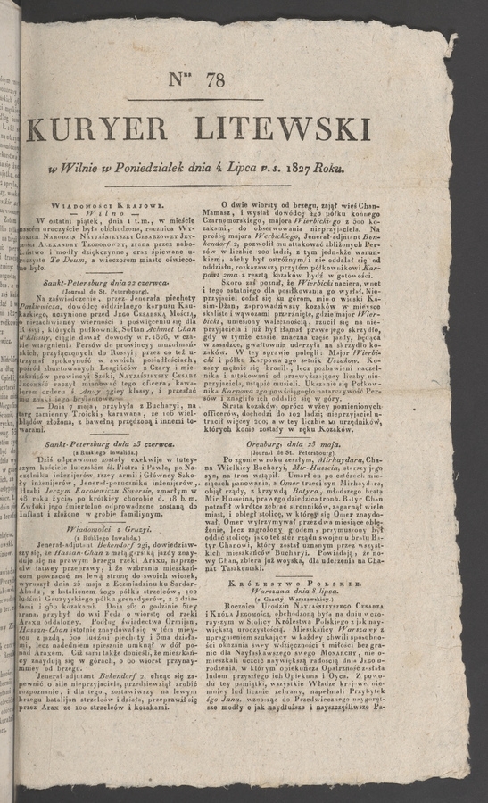 Kuryer Litewski. 1827, numer&nbsp;78