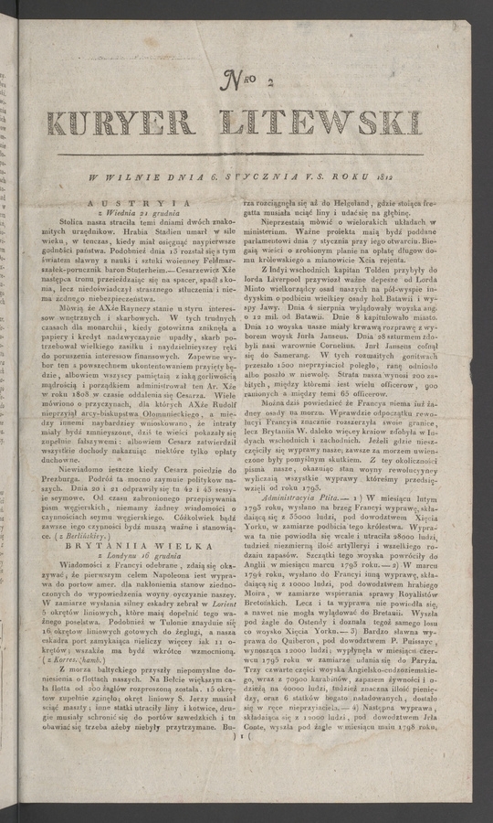 Kuryer Litewski. 1812, numero&nbsp;2