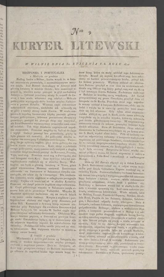 Kuryer Litewski. 1812, numero&nbsp;9