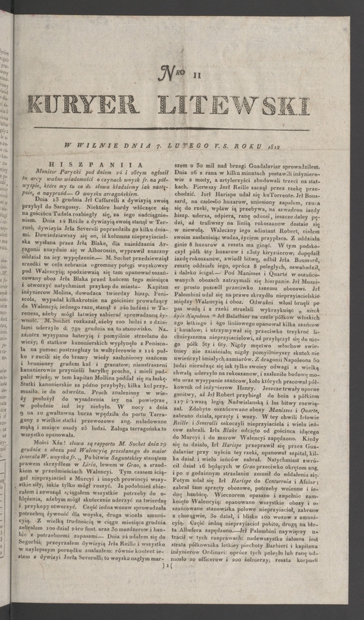 Kuryer Litewski. 1812, numero 11