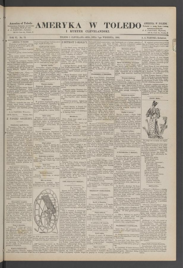 Ameryka w Toledo i Kuryer Clevelandski. Tom 6, 1892, numer 72