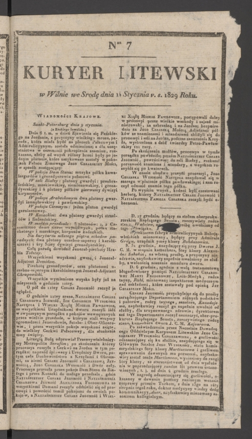 Kuryer Litewski. 1829, numer&nbsp;7
