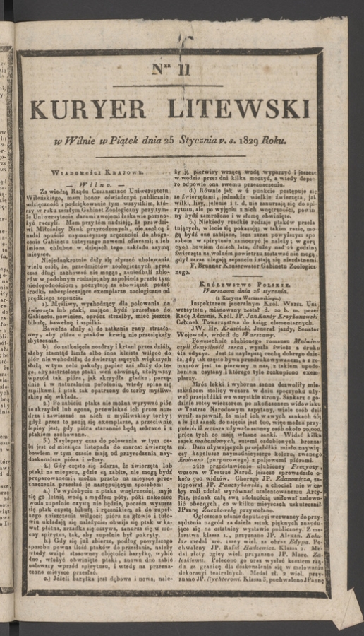 Kuryer Litewski. 1829, numer 11