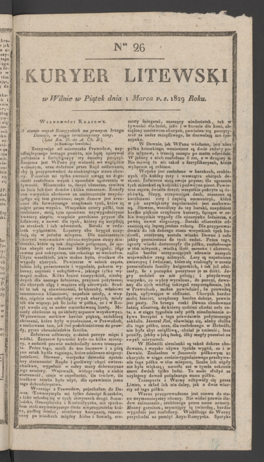 Kuryer Litewski. 1829, numer&nbsp;26