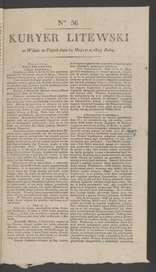Kuryer Litewski. 1829, numer&nbsp;56