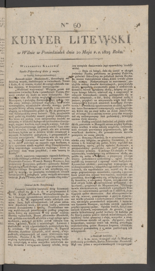 Kuryer Litewski. 1829, numer 60