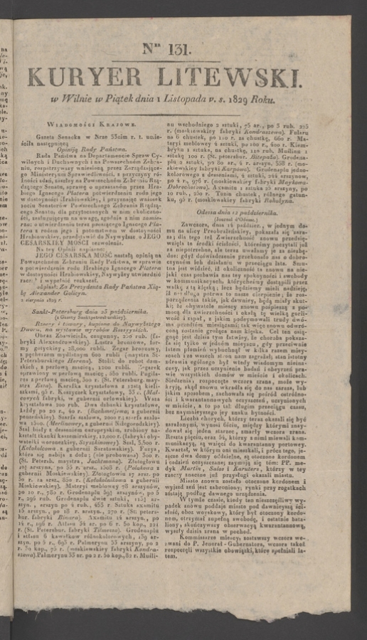 Kuryer Litewski. 1829, numer&nbsp;131