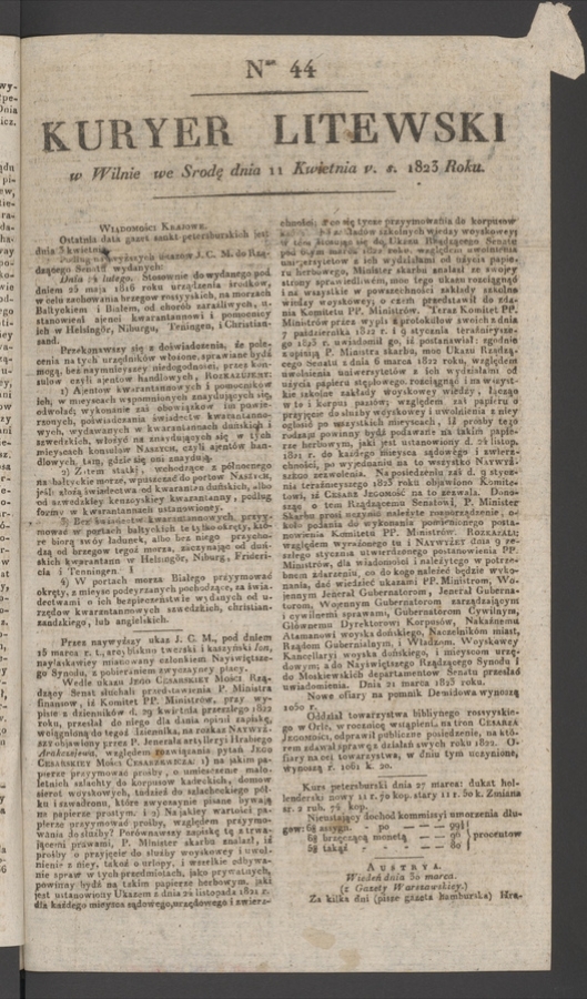 Kuryer Litewski. 1823, numer&nbsp;44