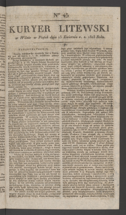 Kuryer Litewski. 1823, numer&nbsp;45
