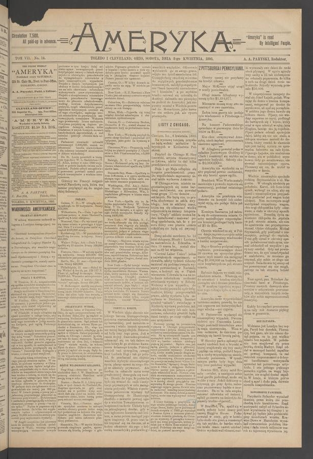 Ameryka. Tom 7, 1893, numer 14