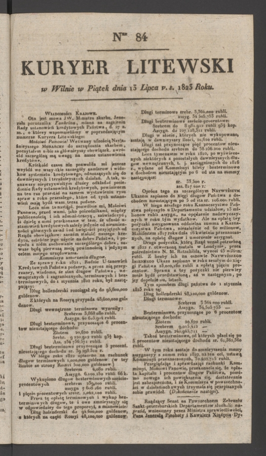 Kuryer Litewski. 1823, numer&nbsp;84