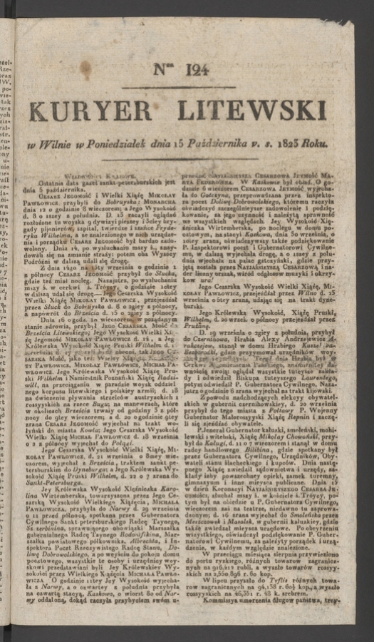 Kuryer Litewski. 1823, numer 124