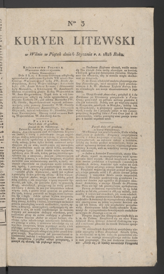 Kuryer Litewski. 1828, numer&nbsp;3
