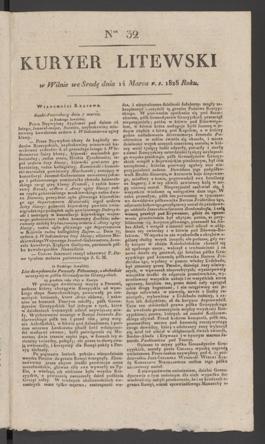 Kuryer Litewski. 1828, numer 32