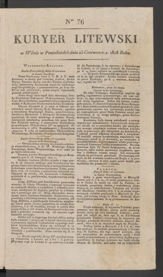 Kuryer Litewski. 1828, numer&nbsp;76