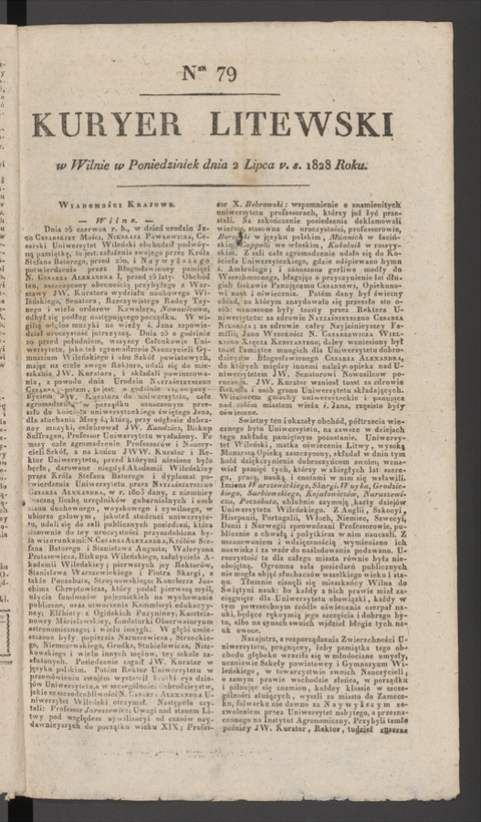 Kuryer Litewski. 1828, numer&nbsp;79