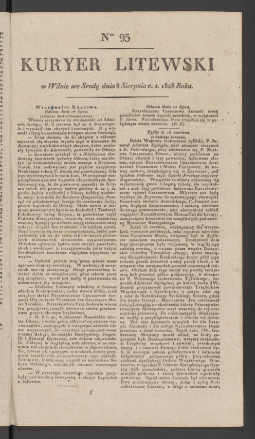Kuryer Litewski. 1828, numer&nbsp;95