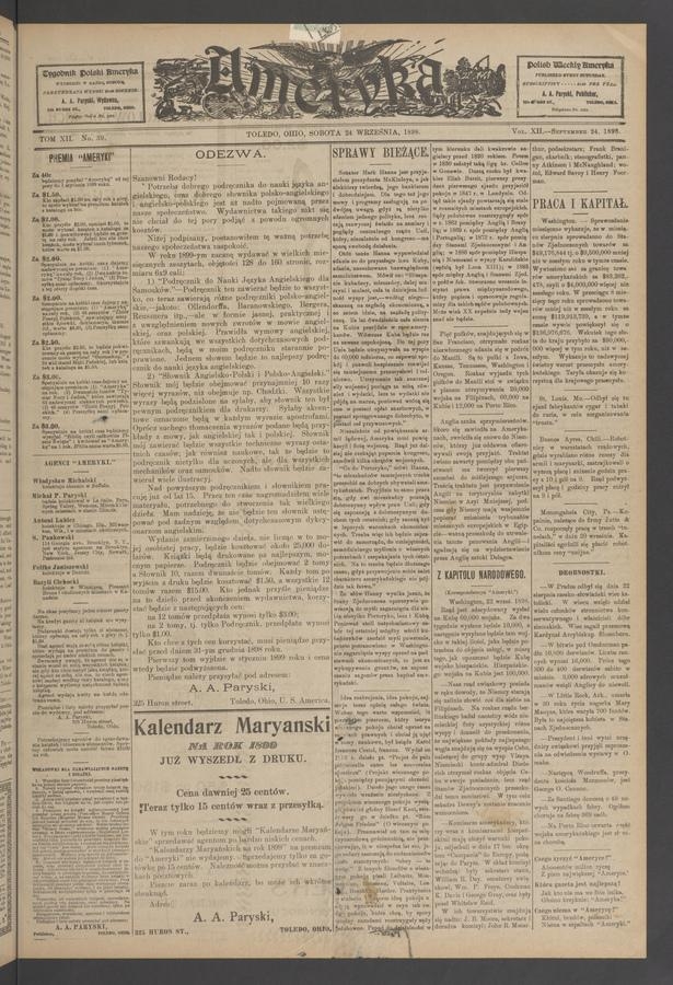 Ameryka. Tom&nbsp;12, 1898, numer&nbsp;39