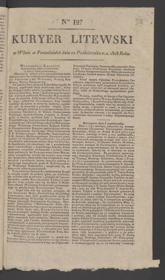 Kuryer Litewski. 1828, numer&nbsp;127