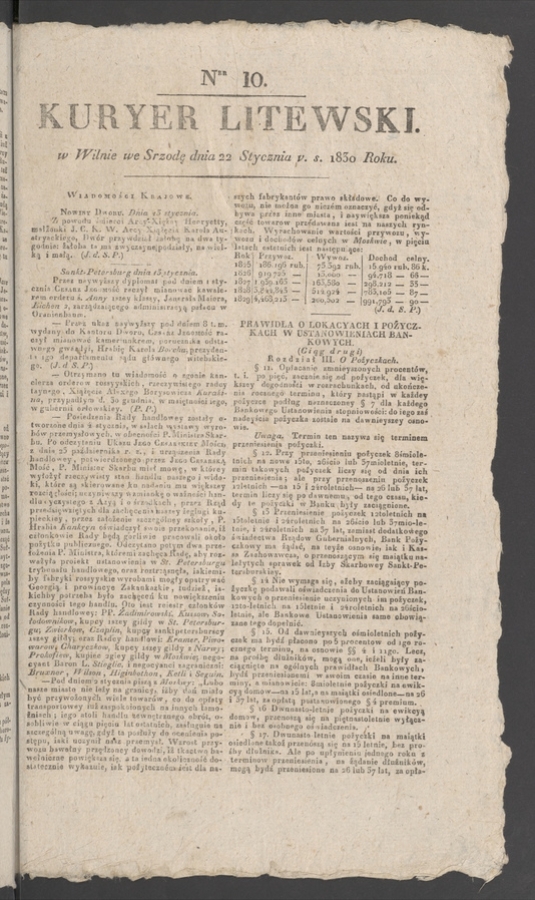 Kuryer Litewski. 1830, numer&nbsp;10