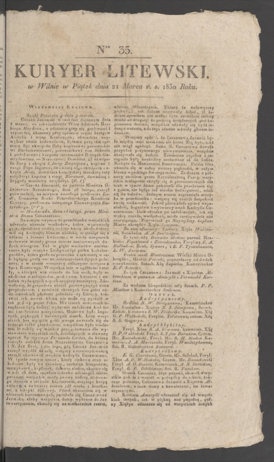 Kuryer Litewski. 1830, numer&nbsp;35