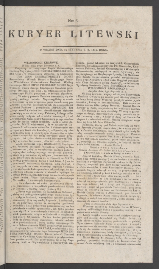 Kuryer Litewski. 1814, numero 5