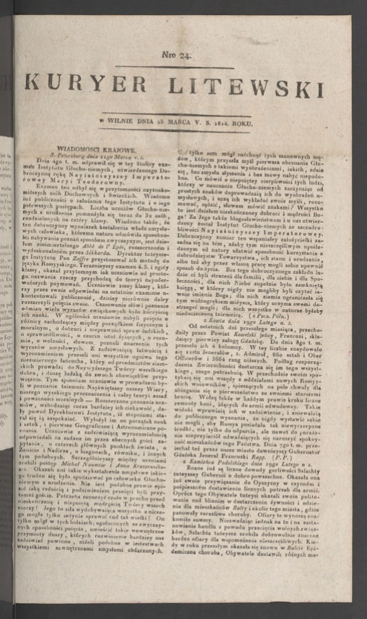 Kuryer Litewski. 1814, numero 24