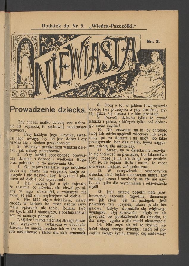 Niewiasta&nbsp;: dodatek do&nbsp;numeru&nbsp;5 &bdquo;Wieńca-Pszcz&oacute;łki&rdquo;. Rok&nbsp;9, 1909, numer&nbsp;2