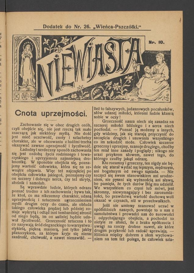 Niewiasta&nbsp;: dodatek do&nbsp;numeru&nbsp;26 &bdquo;Wieńca-Pszcz&oacute;łki&rdquo;. Rok&nbsp;9, 1909, numer&nbsp;10