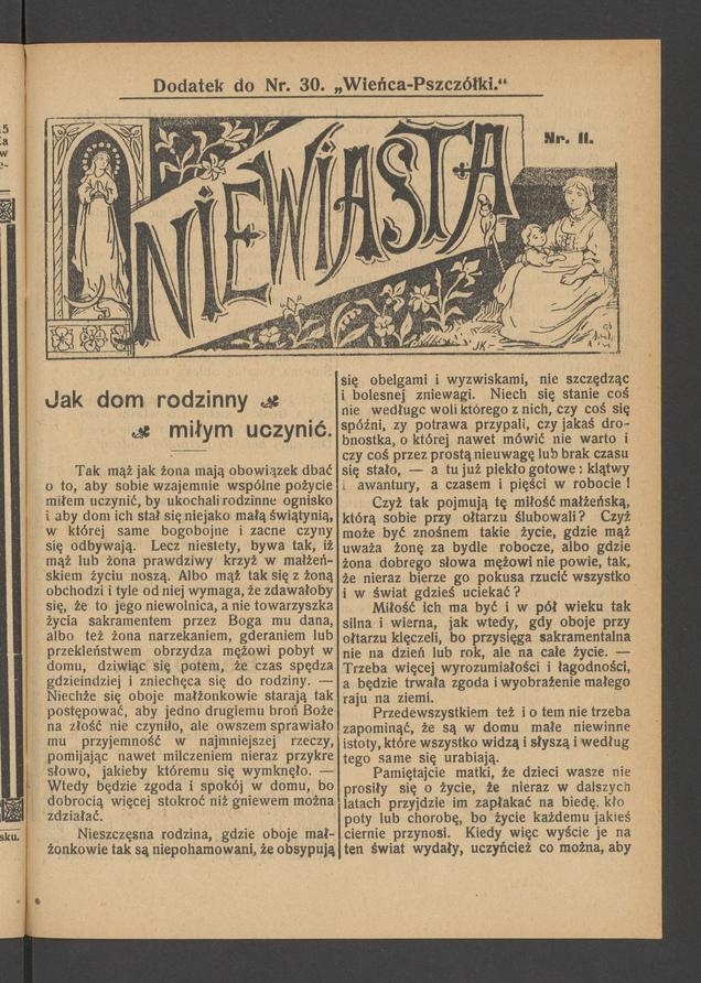 Niewiasta&nbsp;: dodatek do&nbsp;numeru&nbsp;30 &bdquo;Wieńca-Pszcz&oacute;łki&rdquo;. Rok&nbsp;9, 1909, numer&nbsp;11