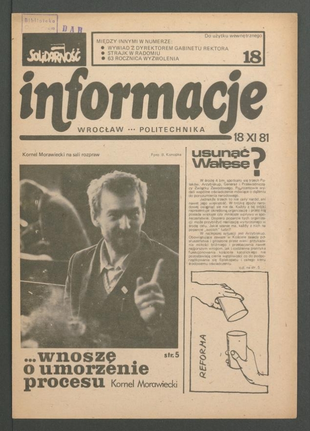 Informacje „Solidarność” Wrocław Politechnika, 1981.11.18, numer 18