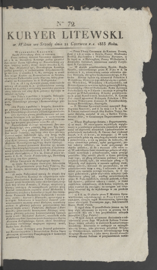 Kuryer Litewski. 1833, numer 72