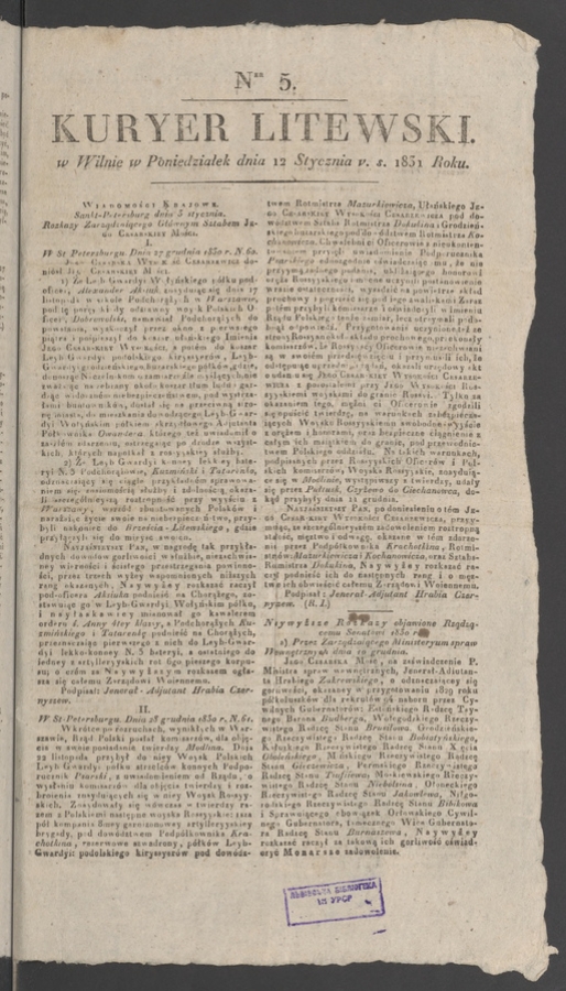 Kuryer Litewski. 1831, numer&nbsp;5