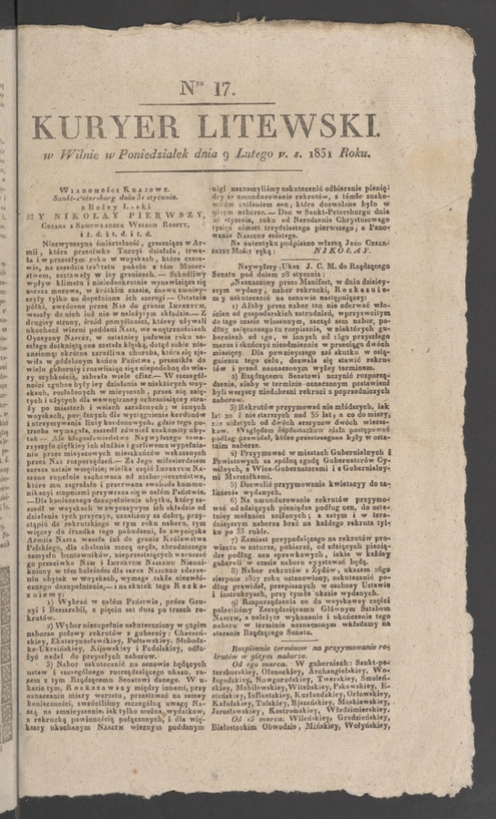 Kuryer Litewski. 1831, numer&nbsp;17