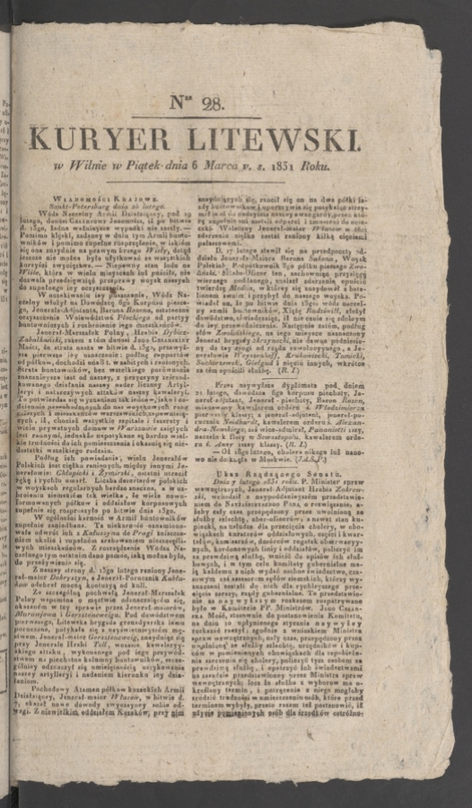 Kuryer Litewski. 1831, numer&nbsp;28