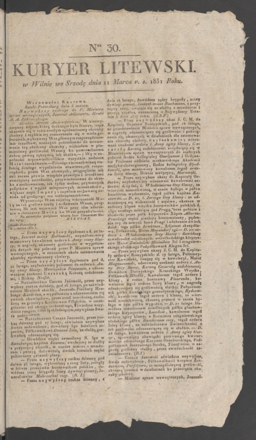 Kuryer Litewski. 1831, numer 30