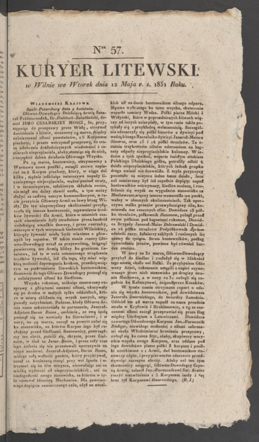 Kuryer Litewski. 1831, numer 57