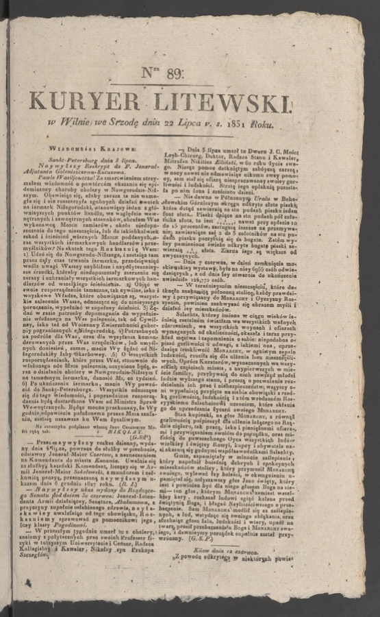 Kuryer Litewski. 1831, numer&nbsp;89