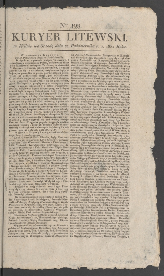 Kuryer Litewski. 1831, numer 128