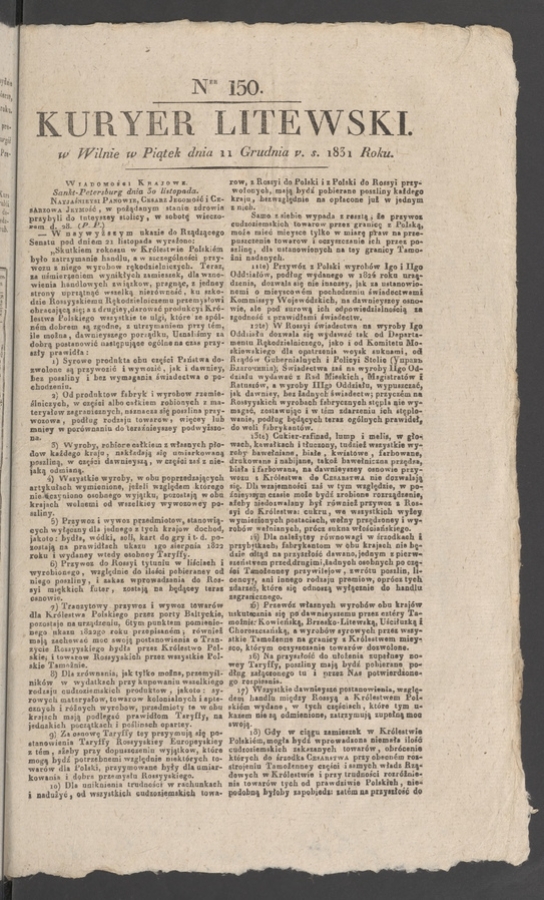 Kuryer Litewski. 1831, numer 150