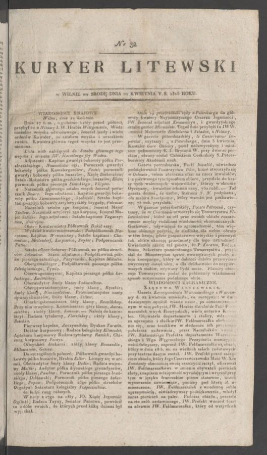 Kuryer Litewski. 1815, numer&nbsp;32