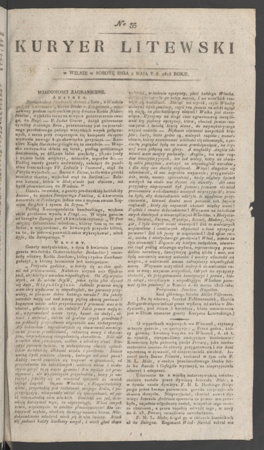 Kuryer Litewski. 1815, numer&nbsp;35