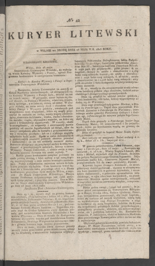 Kuryer Litewski. 1815, numer 42