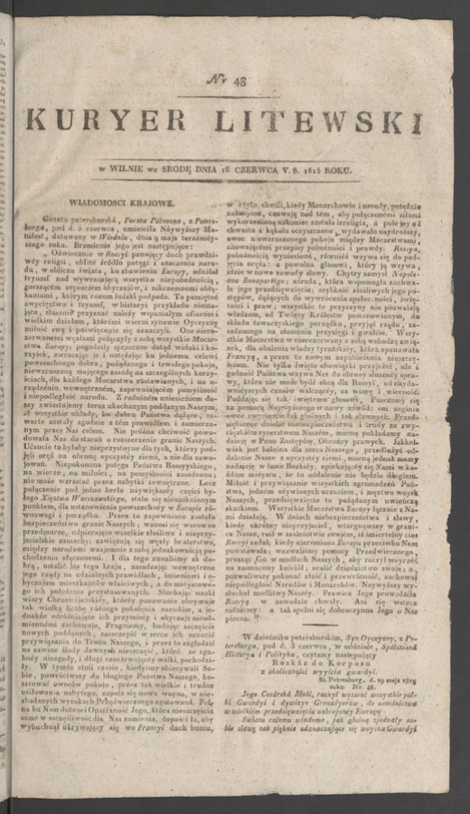 Kuryer Litewski. 1815, numer 48